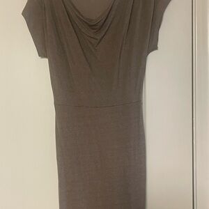 Ann Taylor Brown Ruched short sleeve dress.